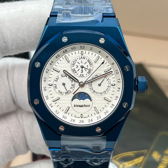 Audemars Piguet Royal Oak Perpetual Calendar – Blue Ceramic & White Tapisserie Dial