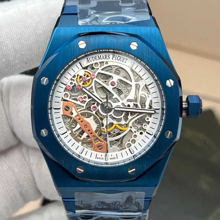 Audemars Piguet Royal Oak Double Balance Wheel Openworked – Blue Ceramic with Silver-Toned Dial