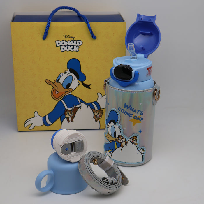 Disney Water Bottle With Timer Stainless Steel. cover .cup. Strap 620mL