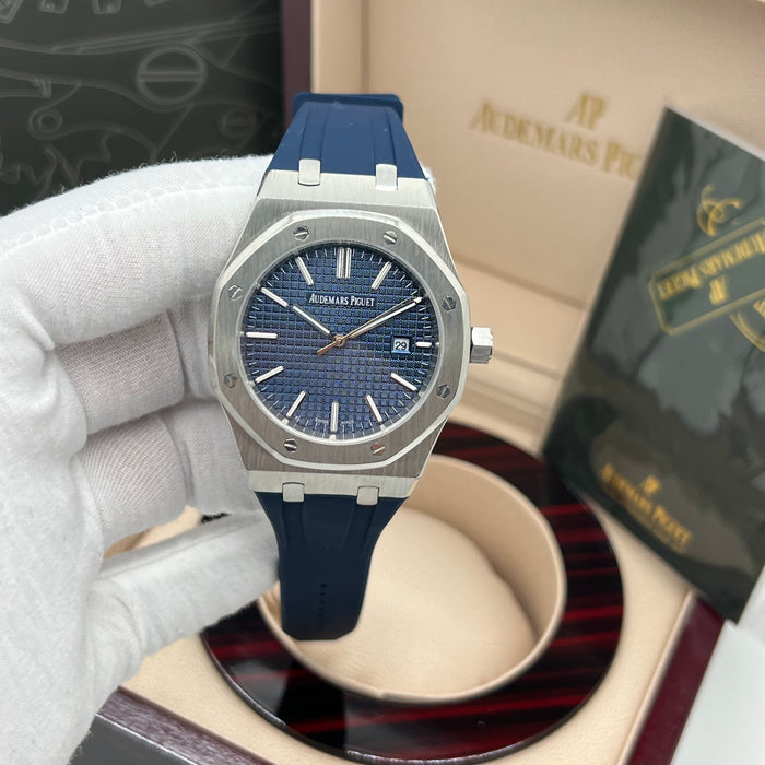 Audemars Piguet Royal Oak Quartz Blue Dial - Blue Rubber Strap