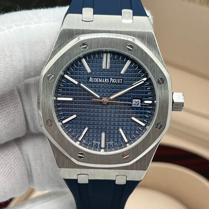 Audemars Piguet Royal Oak Quartz Blue Dial - Blue Rubber Strap
