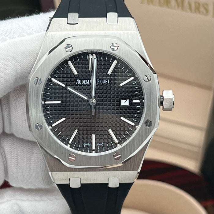 Audemars Piguet Royal Oak Black Dial - Black Rubber Strap