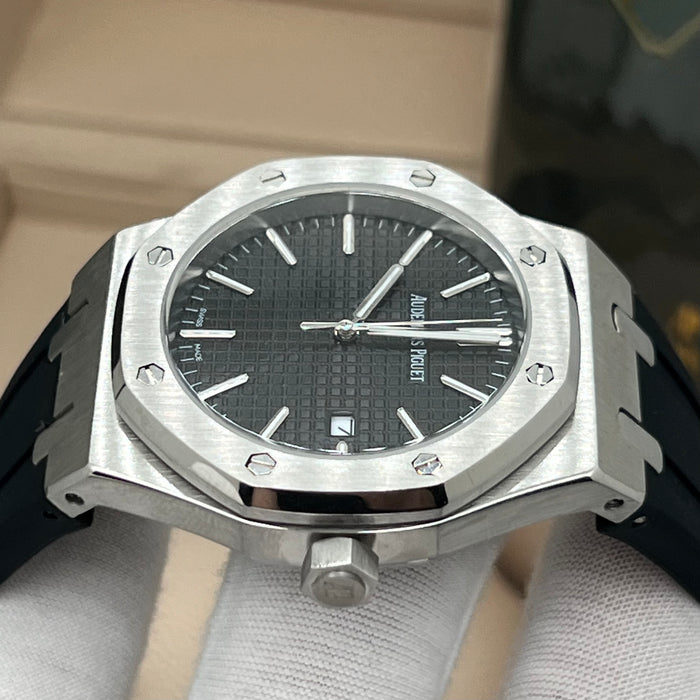 Audemars Piguet Royal Oak Black Dial - Black Rubber Strap