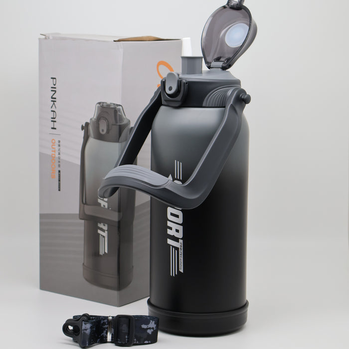 Pinkah Stainless Steel Sport Vaccum Bottle With Straw 2.0L