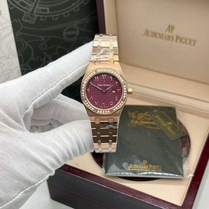 Audemars Piguet Royal Oak Rose Gold Diamond Bezel 33MM – Purple Dial