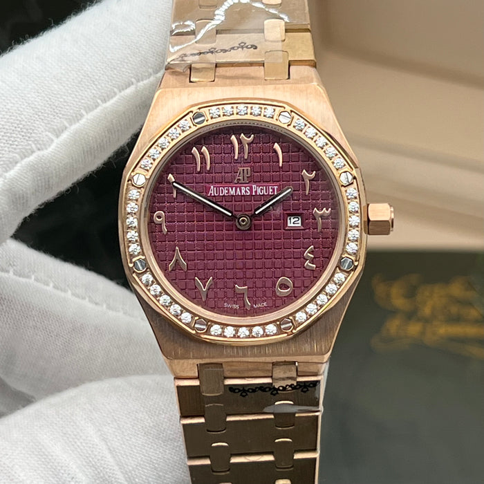 Audemars Piguet Royal Oak Rose Gold Diamond Bezel 33MM – Purple Dial