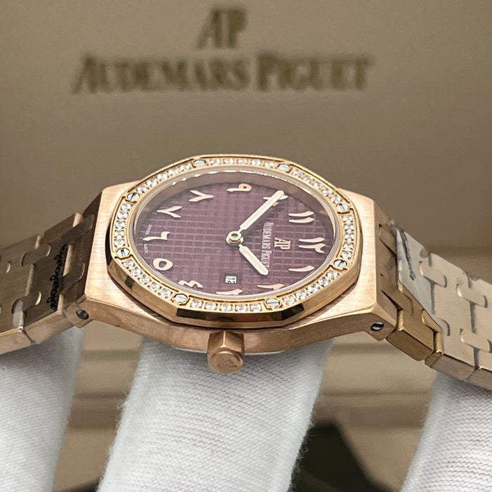 Audemars Piguet Royal Oak Rose Gold Diamond Bezel 33MM – Purple Dial