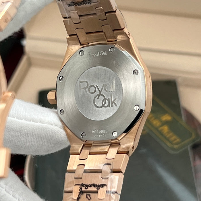 Audemars Piguet Royal Oak Rose Gold Diamond Bezel 33MM – Brown Dial