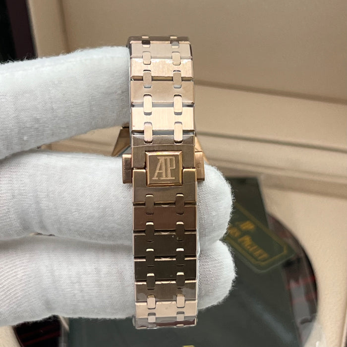 Audemars Piguet Royal Oak Quartz 33mm Rose Gold Diamond Bezel with Green Dial