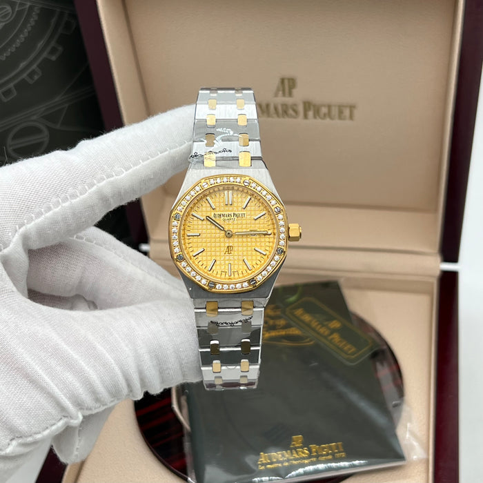 Audemars Piguet Royal Oak Quartz 33mm Two-Tone Diamond Bezel with Gold Dial