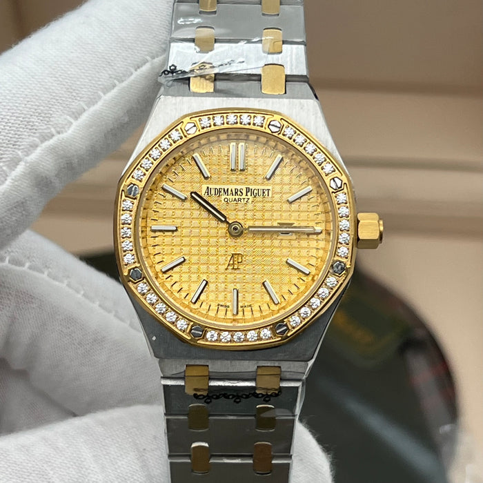 Audemars Piguet Royal Oak Quartz 33mm Two-Tone Diamond Bezel with Gold Dial