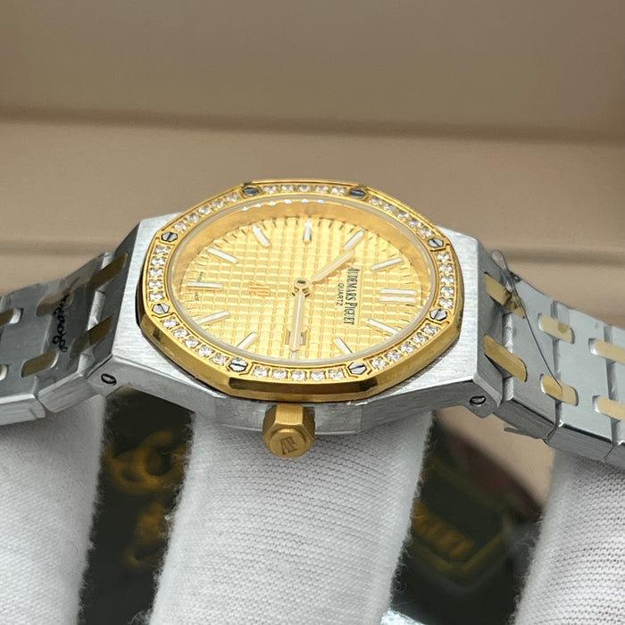 Audemars Piguet Royal Oak Quartz 33mm Two-Tone Diamond Bezel with Gold Dial