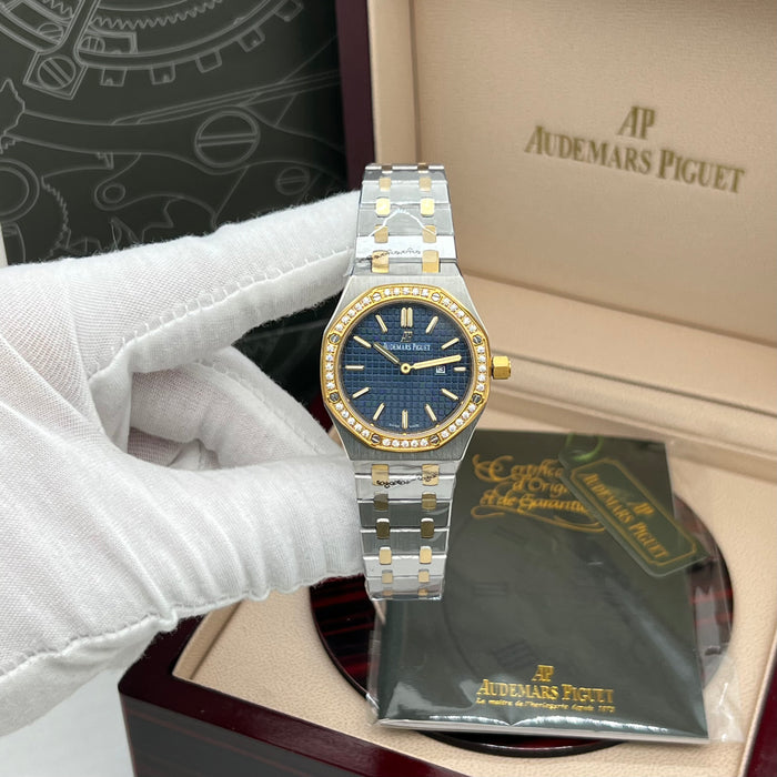 Audemars Piguet Royal Oak Quartz 33mm Two-Tone Diamond Bezel with Blue Dial