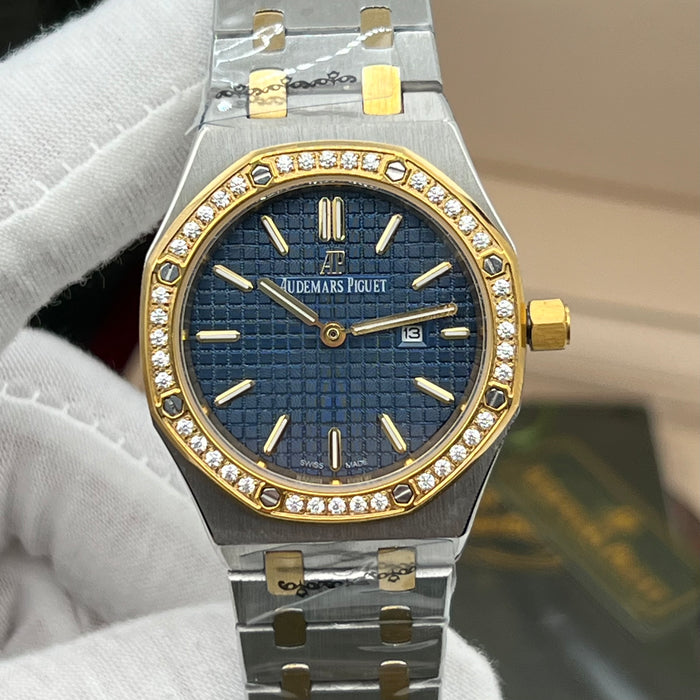 Audemars Piguet Royal Oak Quartz 33mm Two-Tone Diamond Bezel with Blue Dial