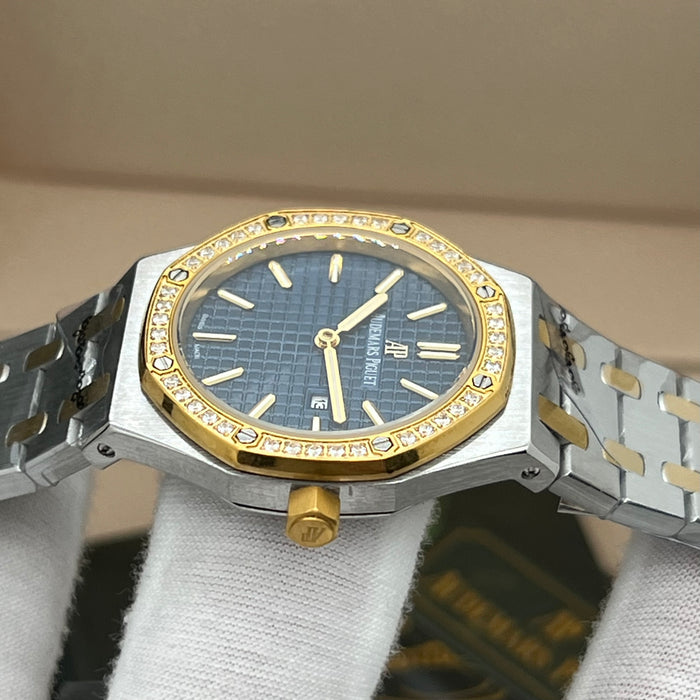Audemars Piguet Royal Oak Quartz 33mm Two-Tone Diamond Bezel with Blue Dial