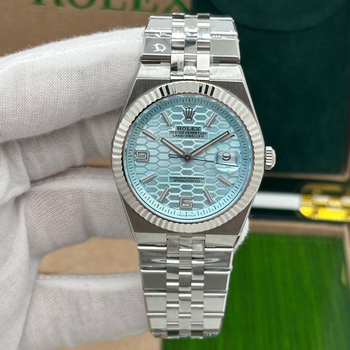 Rolex Oyster Perpetual Land-Dweller 41MM | SWISS 1:1 – Ice Blue Textured Dial