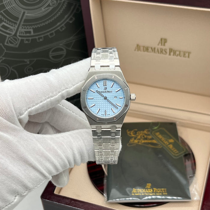 Audemars Piguet Royal Oak Quartz 33mm Stainless Steel Diamond Bezel with Ice Blue Dial