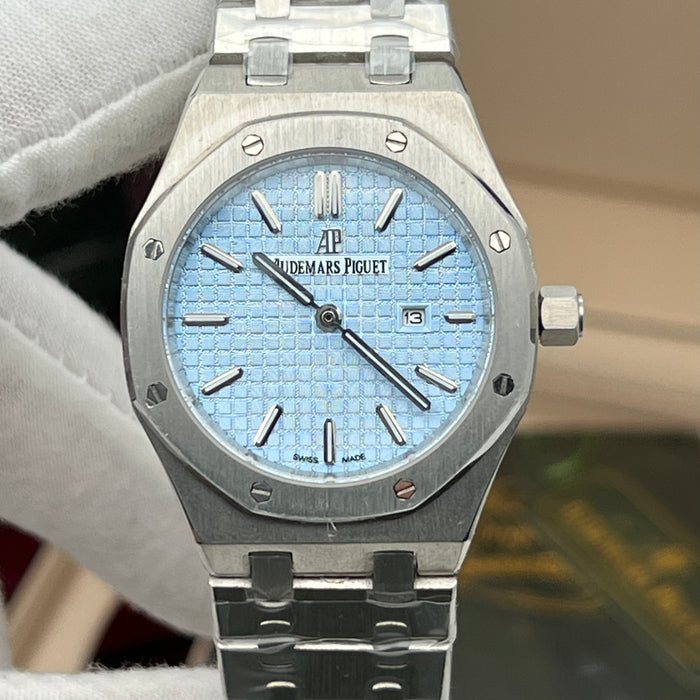 Audemars Piguet Royal Oak Quartz 33mm Stainless Steel Diamond Bezel with Ice Blue Dial