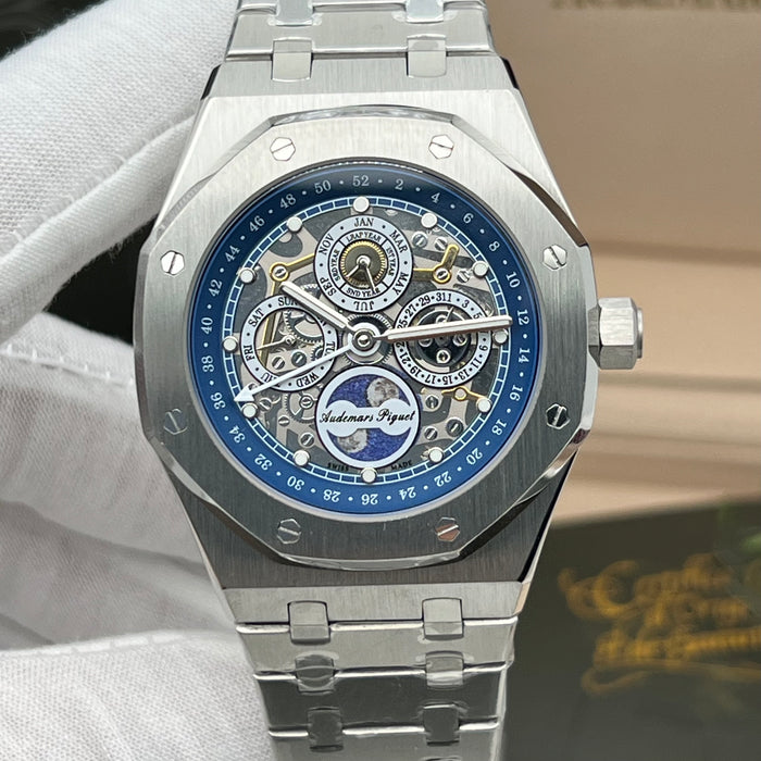 Audemars Piguet Royal Oak Perpetual Calendar Openworked 41mm Steel Blue Accents
