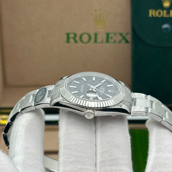 Rolex Datejust 41mm Black Dial Fluted Bezel – Swiss Super Clone 1:1