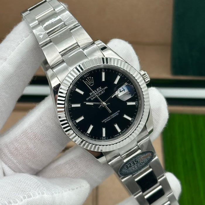 Rolex Datejust 41mm Black Dial Fluted Bezel – Swiss Super Clone 1:1