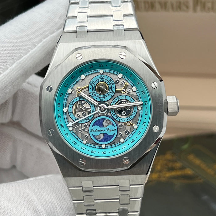 Audemars Piguet Royal Oak Perpetual Calendar Openworked 41mm Steel Turquoise Accents
