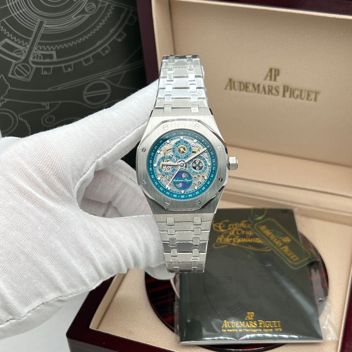 Audemars Piguet Royal Oak Perpetual Calendar Openworked 41mm Steel Blue Accents