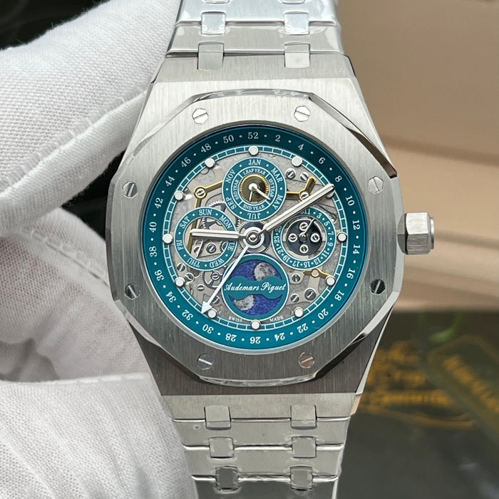 Audemars Piguet Royal Oak Perpetual Calendar Openworked 41mm Steel Blue Accents