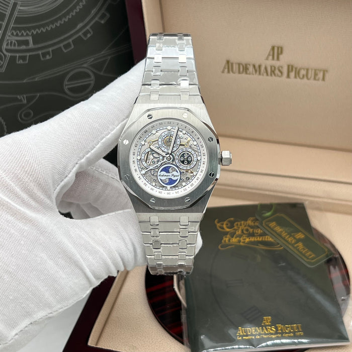 Audemars Piguet Royal Oak Perpetual Calendar Openworked 41mm Steel White Accents