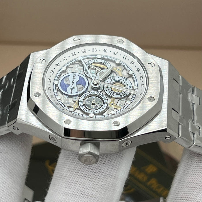 Audemars Piguet Royal Oak Perpetual Calendar Openworked 41mm Steel White Accents