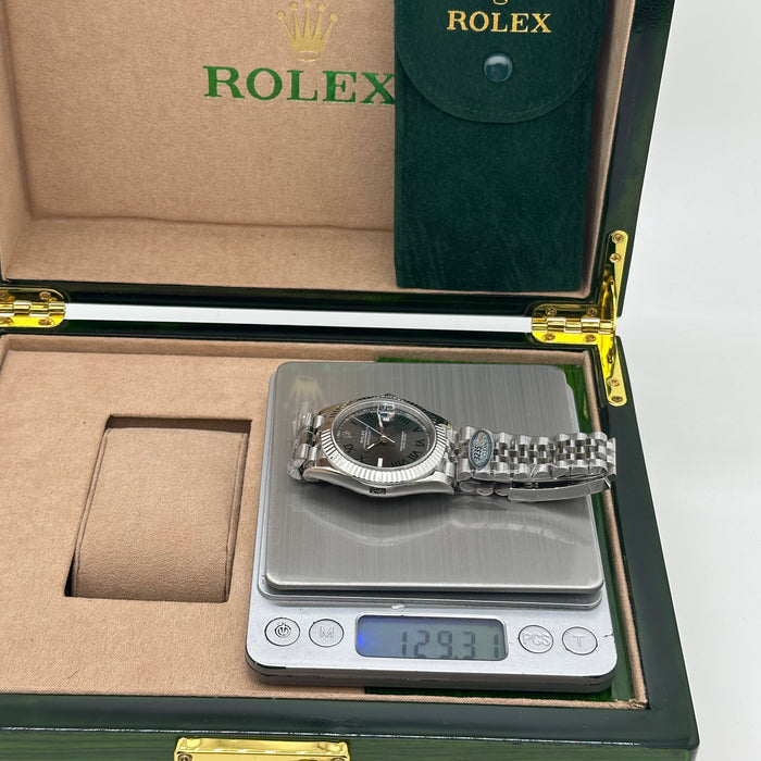 Rolex Datejust 41mm Slate Grey Dial Green Roman Numerals