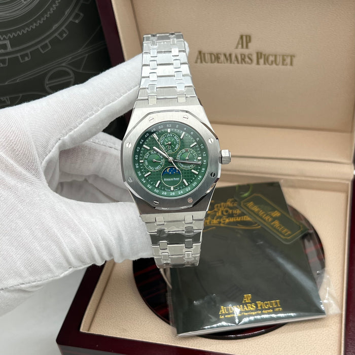 Audemars Piguet Royal Oak Perpetual Calendar Openworked 41mm Steel Green Accents