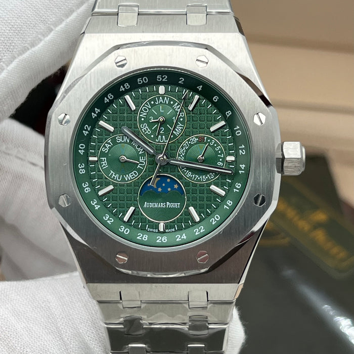 Audemars Piguet Royal Oak Perpetual Calendar Openworked 41mm Steel Green Accents