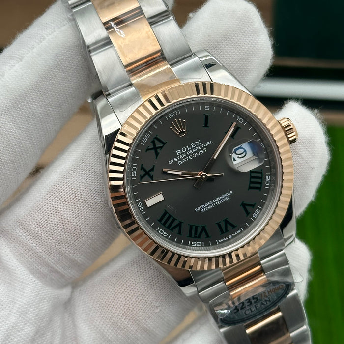 Rolex Datejust 41 – Oystersteel & Everose Gold – Slate Dial with Green Roman Numerals