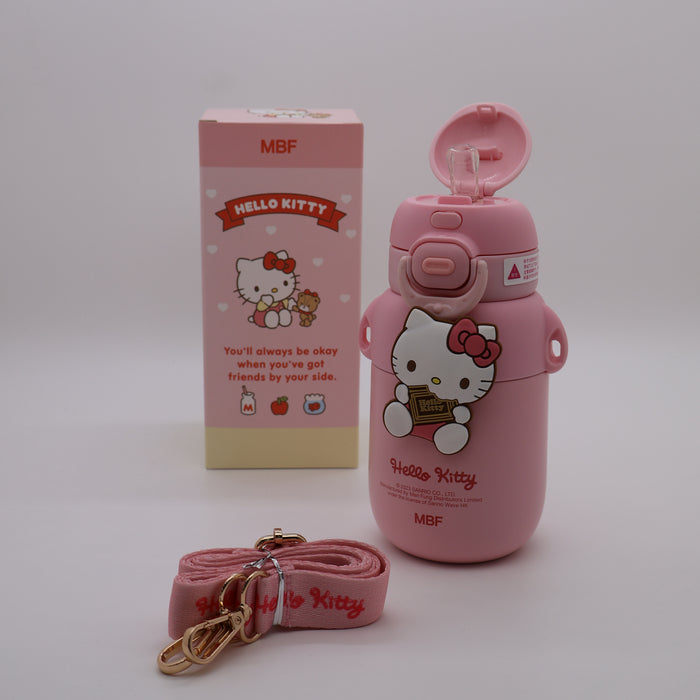 Thermos Cup Kawaii Kuromi Cinnamoroll Student  Cute Cartoon with Strap Stainless Steel Cup Toy Girls Gifts