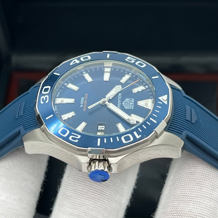 TAG Heuer Aquaracer Quartz 43mm Blue Dial - Blue Rubber Strap