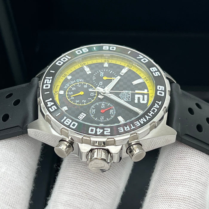 TAG Heuer Formula 1 Quartz Chronograph 43mm Yellow Dial - Perforated Rubber Strap