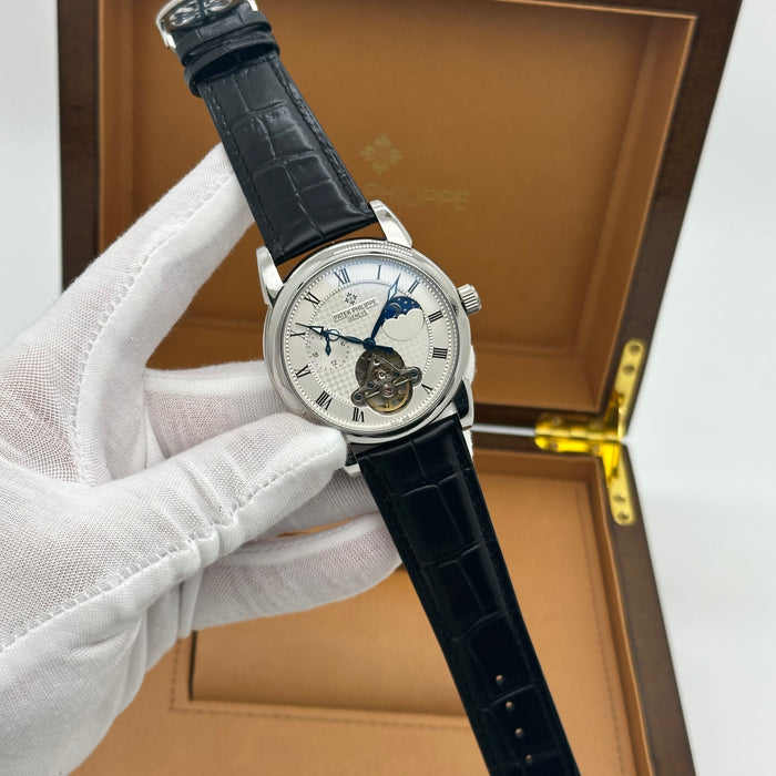 Patek Philippe Complication MoonPhase Tourbillon With Black Leather Strap
