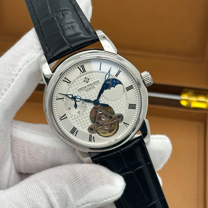 Patek Philippe Complication MoonPhase Tourbillon With Black Leather Strap