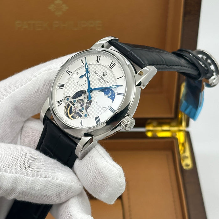 Patek Philippe Complication MoonPhase Tourbillon With Black Leather Strap