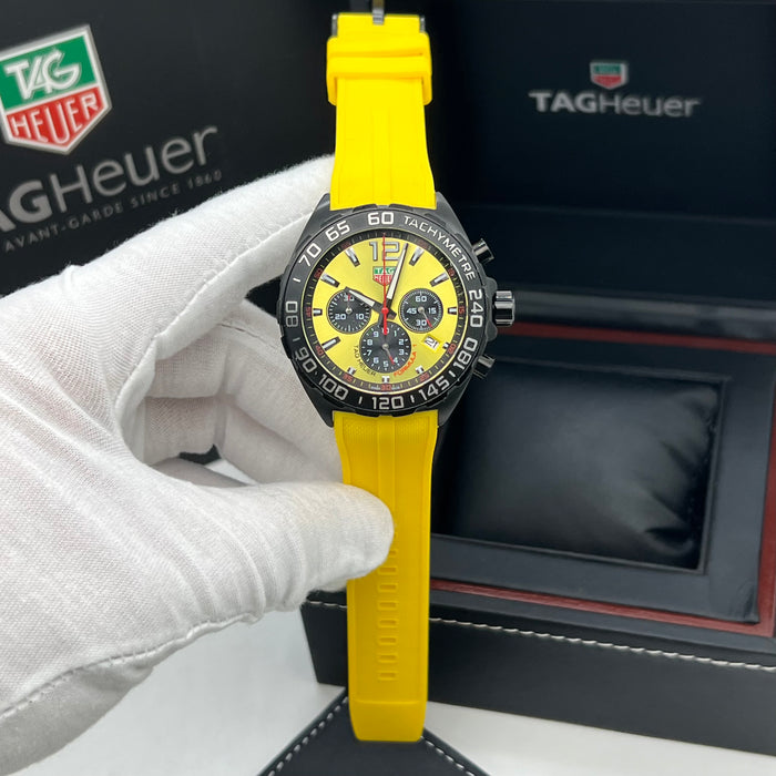 TAG Heuer Formula 1 Quartz Chronograph 43mm Yellow Dial - Rubber Strap