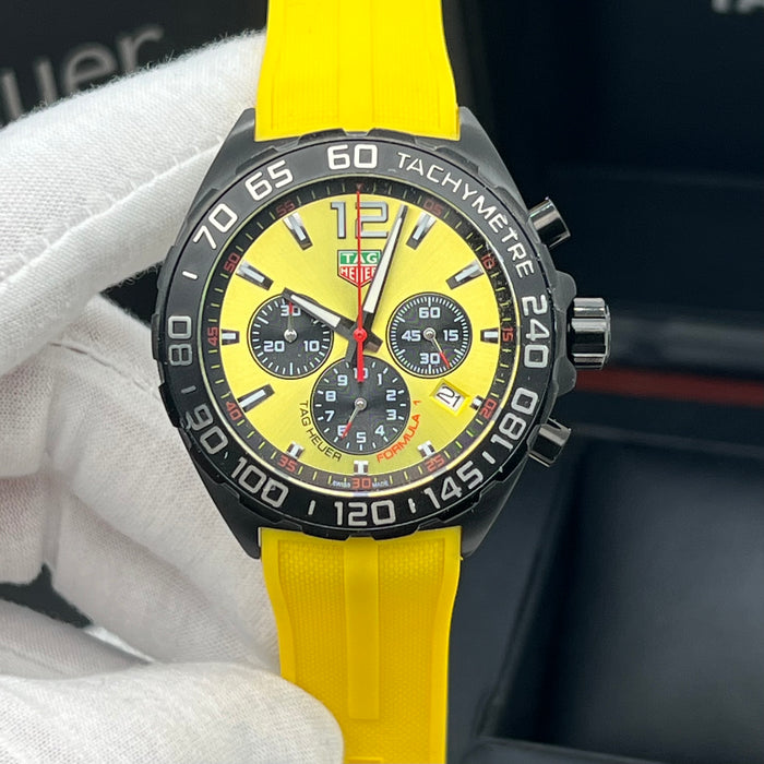 TAG Heuer Formula 1 Quartz Chronograph 43mm Yellow Dial - Rubber Strap