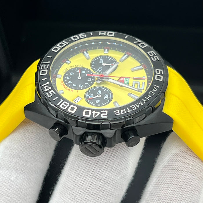 TAG Heuer Formula 1 Quartz Chronograph 43mm Yellow Dial - Rubber Strap