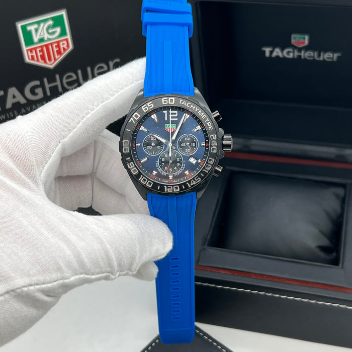 TAG Heuer Formula 1 Quartz Chronograph 43mm Blue Dial - Blue Rubber Strap