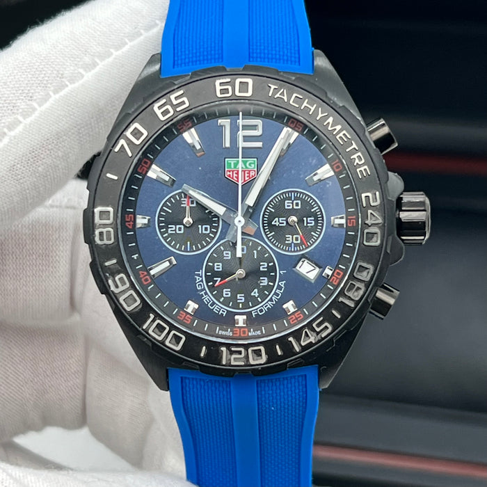 TAG Heuer Formula 1 Quartz Chronograph 43mm Blue Dial - Blue Rubber Strap