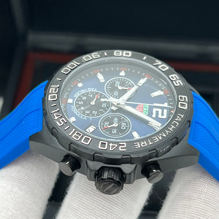 TAG Heuer Formula 1 Quartz Chronograph 43mm Blue Dial - Blue Rubber Strap