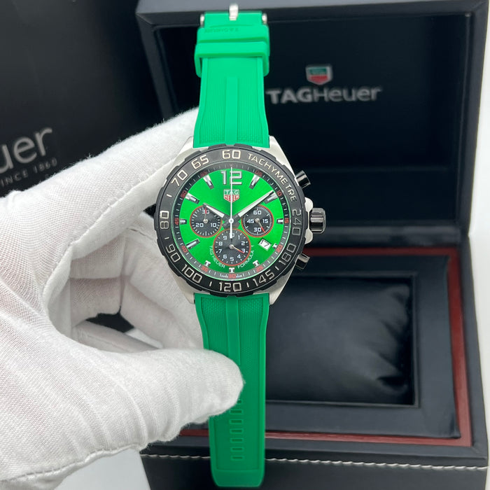 TAG Heuer Formula 1 Quartz Chronograph 43mm Green Dial - Green Rubber Strap