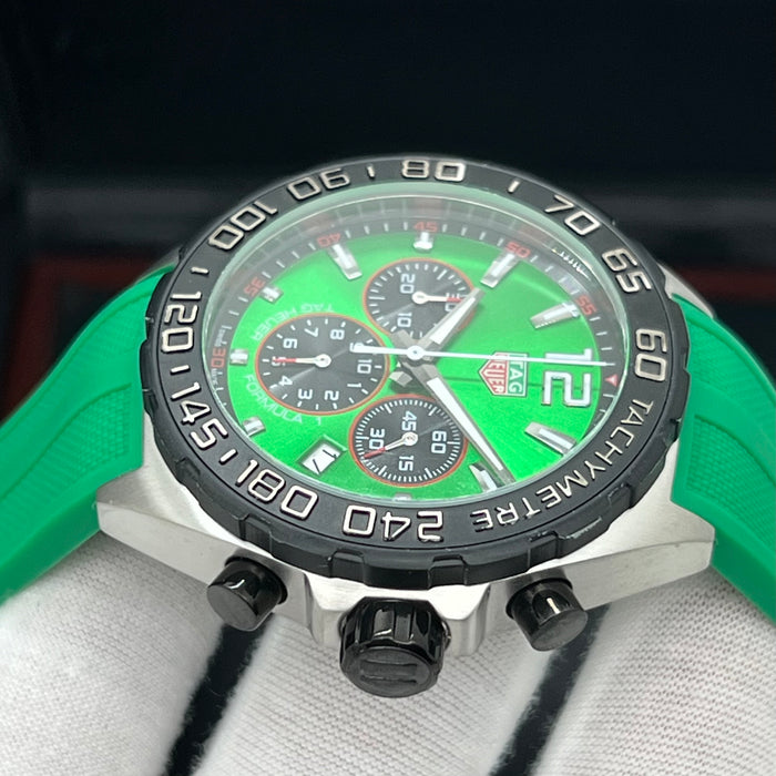TAG Heuer Formula 1 Quartz Chronograph 43mm Green Dial - Green Rubber Strap