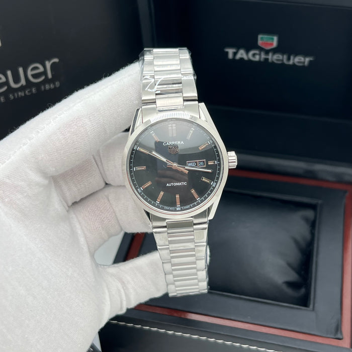 TAG Heuer Carrera Calibre 5 Day-Date Black Dial Steel Bracelet