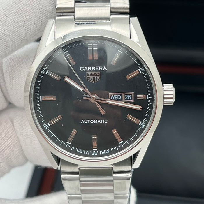 TAG Heuer Carrera Calibre 5 Day-Date Black Dial Steel Bracelet